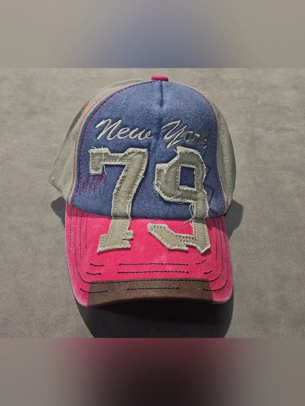 Men & Women's Vintage Hat, Adjustable Blue and Pink Baseball Cap - NWOT